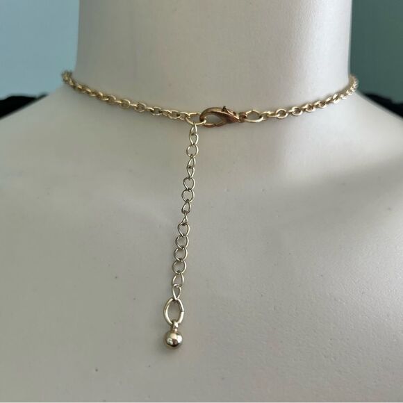 2/$15! Necklace & Earrings Pumpkin Orange Glitter Gemstone Gold Metal Set - Picture 4 of 4